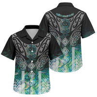 Aotearoa Maori Iwi Heritage Family Matching Summer Maxi Dress and Hawaiian Shirt Ngati Kahungunu Paua Shell Turquoise LT7 Son's Shirt Green Blue - Polynesian Pride