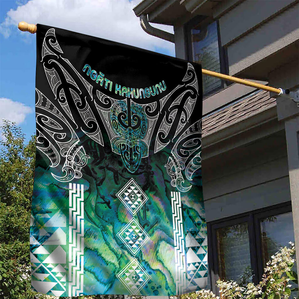 Aotearoa Maori Iwi Heritage Garden Flag Ngati Kahungunu Paua Shell Turquoise LT7 - Polynesian Pride