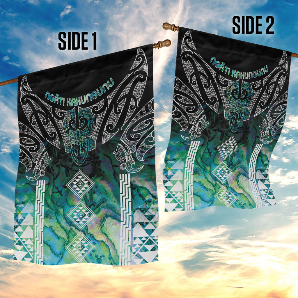 Aotearoa Maori Iwi Heritage Garden Flag Ngati Kahungunu Paua Shell Turquoise LT7 - Polynesian Pride