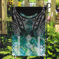 Aotearoa Maori Iwi Heritage Garden Flag Ngati Kahungunu Paua Shell Turquoise LT7 Garden Flag Green Blue - Polynesian Pride