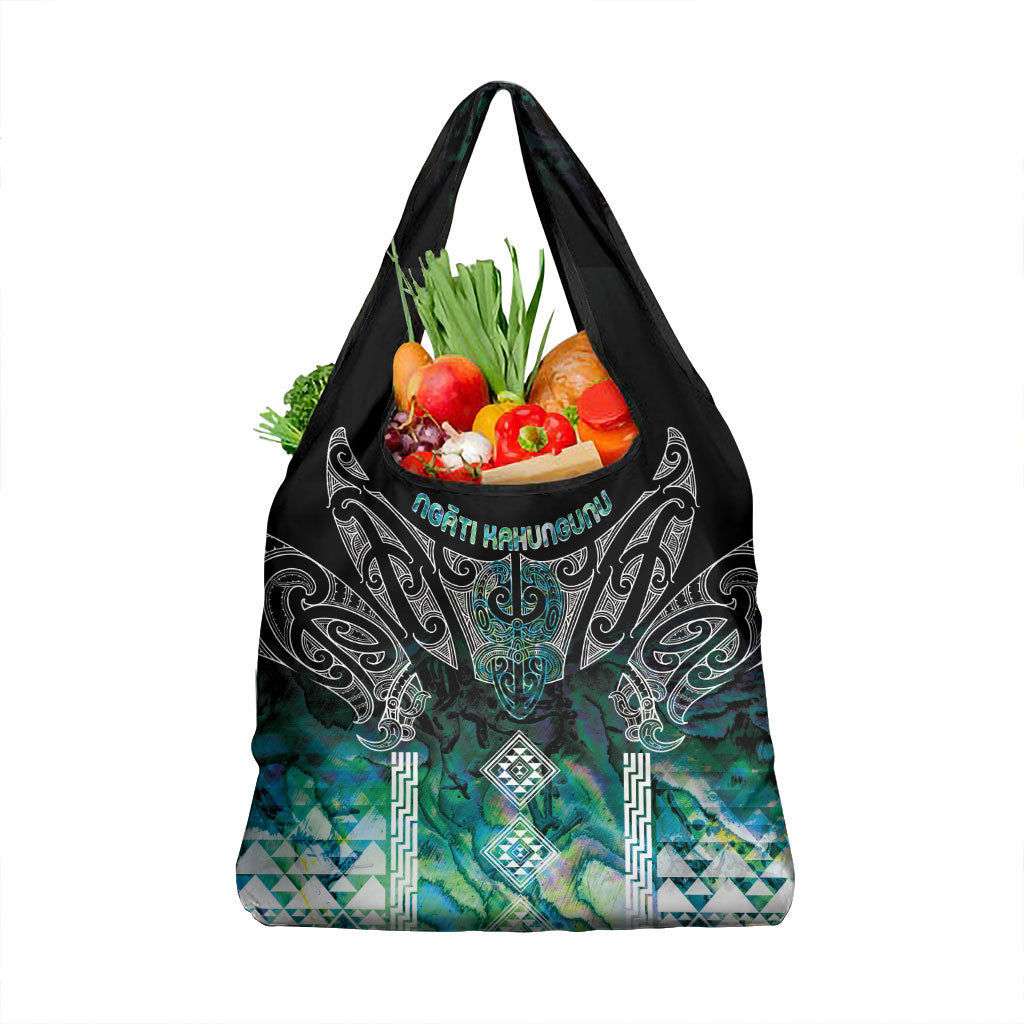 Aotearoa Maori Iwi Heritage Grocery Bag Ngati Kahungunu Paua Shell Turquoise LT7 1-pack One Size Green Blue - Polynesian Pride