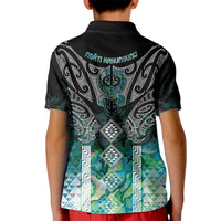 Aotearoa Maori Iwi Heritage Kid Polo Shirt Ngati Kahungunu Paua Shell Turquoise LT7 - Polynesian Pride