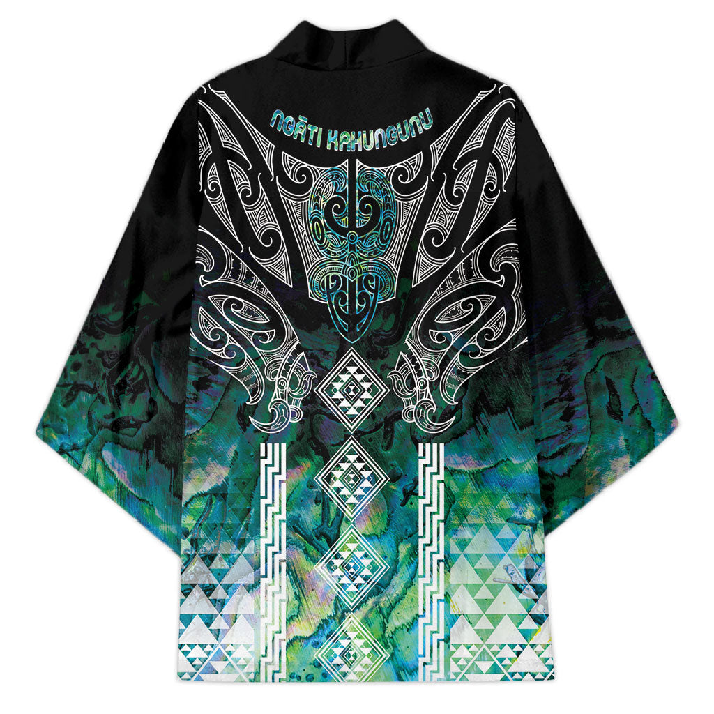 Aotearoa Maori Iwi Heritage Kimono Ngati Kahungunu Paua Shell Turquoise LT7 - Polynesian Pride