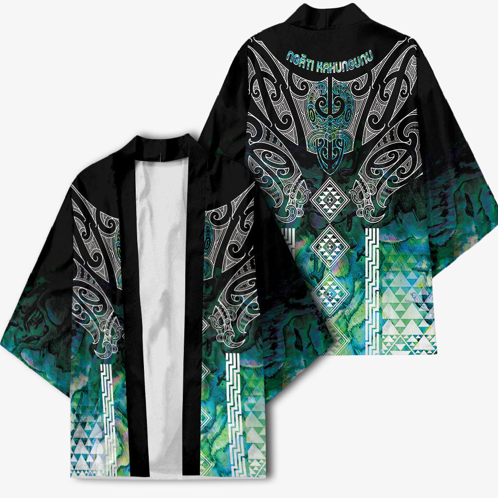 Aotearoa Maori Iwi Heritage Kimono Ngati Kahungunu Paua Shell Turquoise LT7 - Polynesian Pride