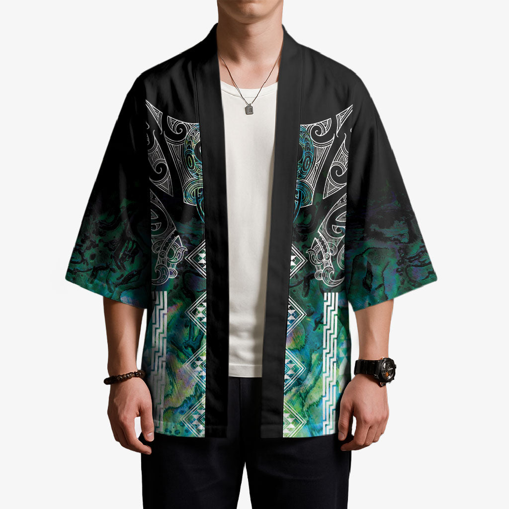 Aotearoa Maori Iwi Heritage Kimono Ngati Kahungunu Paua Shell Turquoise LT7 - Polynesian Pride