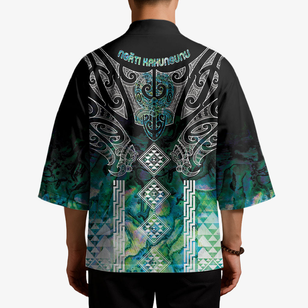 Aotearoa Maori Iwi Heritage Kimono Ngati Kahungunu Paua Shell Turquoise LT7 - Polynesian Pride