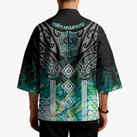 Aotearoa Maori Iwi Heritage Kimono Ngati Kahungunu Paua Shell Turquoise LT7 - Polynesian Pride