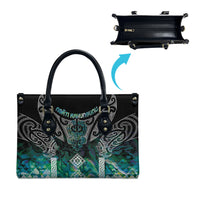 Aotearoa Maori Iwi Heritage Leather Bag Ngati Kahungunu Paua Shell Turquoise LT7 - Polynesian Pride