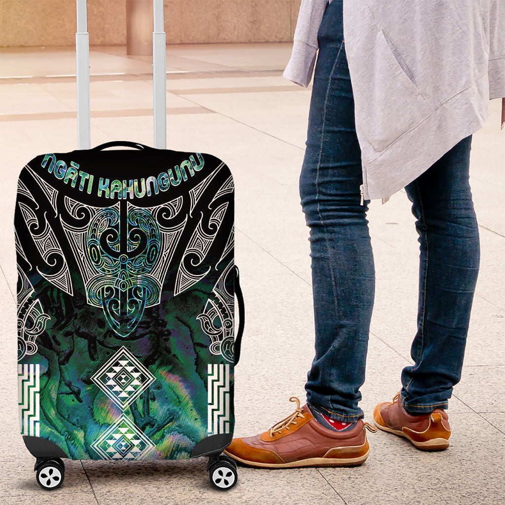 Aotearoa Maori Iwi Heritage Luggage Cover Ngati Kahungunu Paua Shell Turquoise LT7 Green Blue - Polynesian Pride
