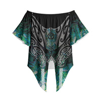 Aotearoa Maori Iwi Heritage Off Shoulder Wrap Waist Top Ngati Kahungunu Paua Shell Turquoise LT7 - Polynesian Pride