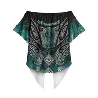 Aotearoa Maori Iwi Heritage Off Shoulder Wrap Waist Top Ngati Kahungunu Paua Shell Turquoise LT7 - Polynesian Pride
