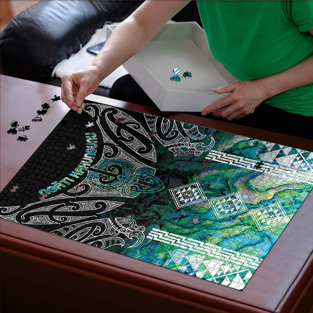 Aotearoa Maori Iwi Heritage Puzzle Ngati Kahungunu Paua Shell Turquoise LT7 - Polynesian Pride