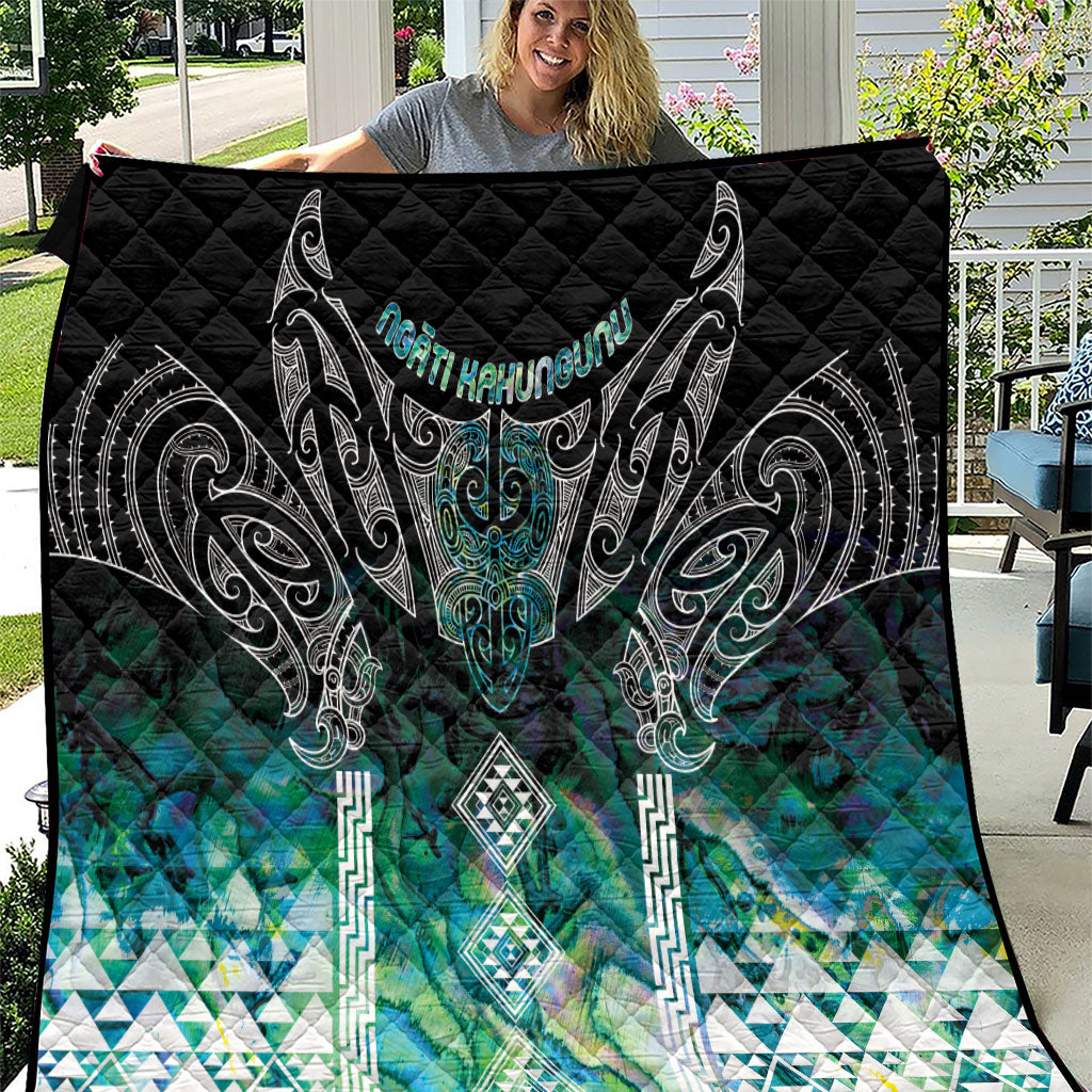 Aotearoa Maori Iwi Heritage Quilt Ngati Kahungunu Paua Shell Turquoise LT7 Green Blue - Polynesian Pride