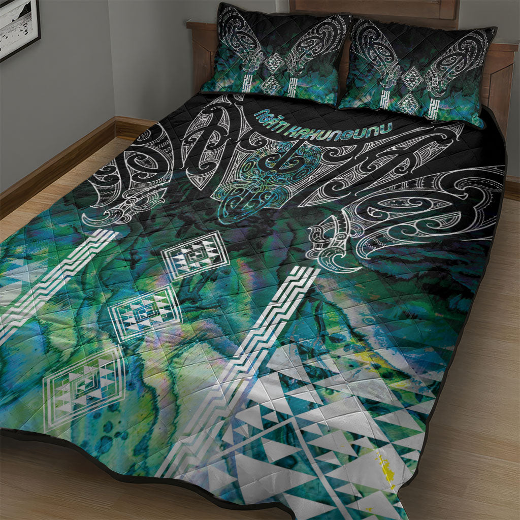 Aotearoa Maori Iwi Heritage Quilt Bed Set Ngati Kahungunu Paua Shell Turquoise LT7 - Polynesian Pride