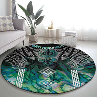 Aotearoa Maori Iwi Heritage Round Carpet Ngati Kahungunu Paua Shell Turquoise LT7 - Polynesian Pride