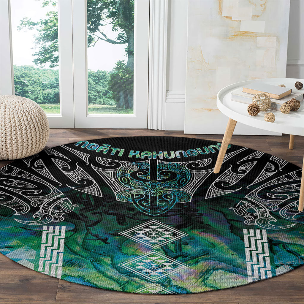 Aotearoa Maori Iwi Heritage Round Carpet Ngati Kahungunu Paua Shell Turquoise LT7 - Polynesian Pride
