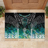Aotearoa Maori Iwi Heritage Rubber Doormat Ngati Kahungunu Paua Shell Turquoise LT7 Green Blue - Polynesian Pride