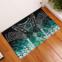 Aotearoa Maori Iwi Heritage Rubber Doormat Ngati Kahungunu Paua Shell Turquoise LT7 - Polynesian Pride
