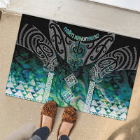 Aotearoa Maori Iwi Heritage Rubber Doormat Ngati Kahungunu Paua Shell Turquoise LT7 - Polynesian Pride