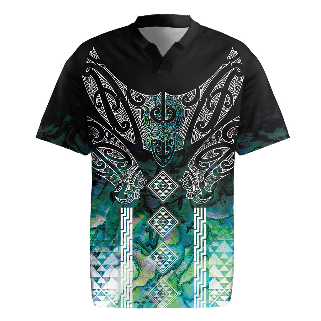 Aotearoa Maori Iwi Heritage Rugby Jersey Ngati Kahungunu Paua Shell Turquoise LT7 Green Blue - Polynesian Pride