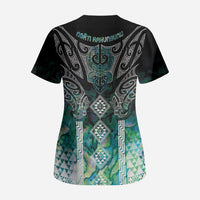 Aotearoa Maori Iwi Heritage Scrub Top Ngati Kahungunu Paua Shell Turquoise LT7 - Polynesian Pride
