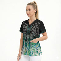 Aotearoa Maori Iwi Heritage Scrub Top Ngati Kahungunu Paua Shell Turquoise LT7 - Polynesian Pride