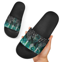 Aotearoa Maori Iwi Heritage Slide Sandals Ngati Kahungunu Paua Shell Turquoise LT7 - Polynesian Pride
