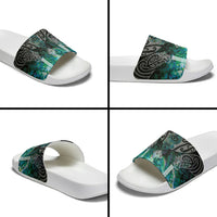 Aotearoa Maori Iwi Heritage Slide Sandals Ngati Kahungunu Paua Shell Turquoise LT7 - Polynesian Pride