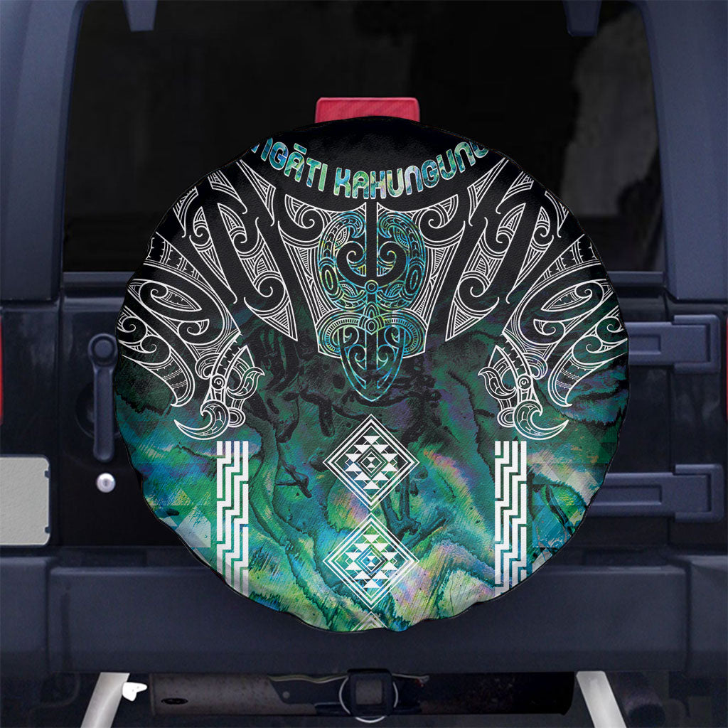 Aotearoa Maori Iwi Heritage Spare Tire Cover Ngati Kahungunu Paua Shell Turquoise LT7 No hole Green Blue - Polynesian Pride