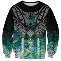 Aotearoa Maori Iwi Heritage Sweatshirt Ngati Kahungunu Paua Shell Turquoise LT7 Unisex Green Blue - Polynesian Pride