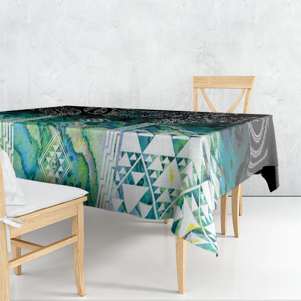 Aotearoa Maori Iwi Heritage Tablecloth Ngati Kahungunu Paua Shell Turquoise LT7 - Polynesian Pride