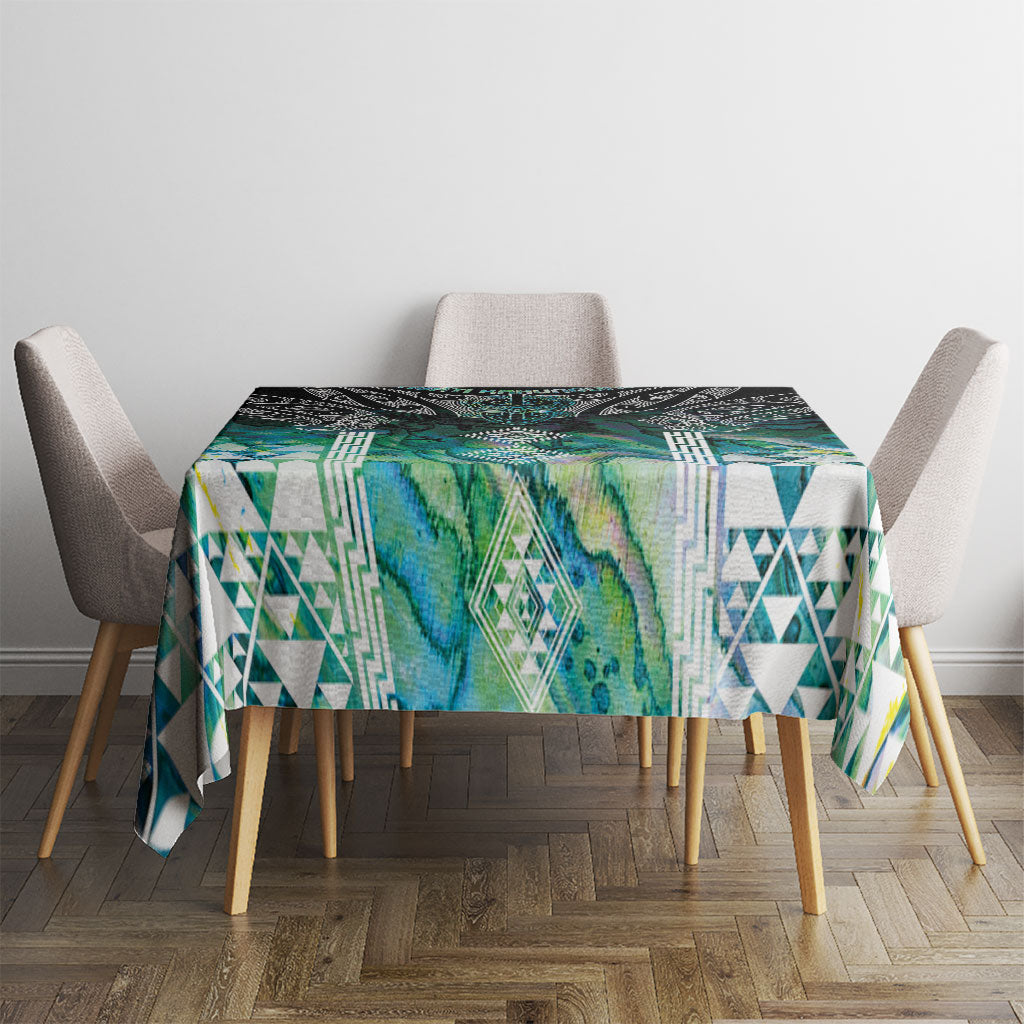 Aotearoa Maori Iwi Heritage Tablecloth Ngati Kahungunu Paua Shell Turquoise LT7 - Polynesian Pride
