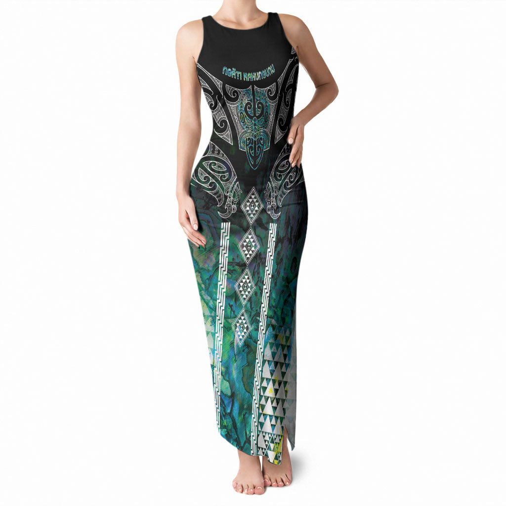 Aotearoa Maori Iwi Heritage Tank Maxi Dress Ngati Kahungunu Paua Shell Turquoise LT7 Women Green Blue - Polynesian Pride