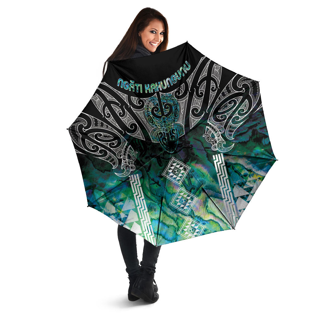 Aotearoa Maori Iwi Heritage Umbrella Ngati Kahungunu Paua Shell Turquoise LT7 - Polynesian Pride