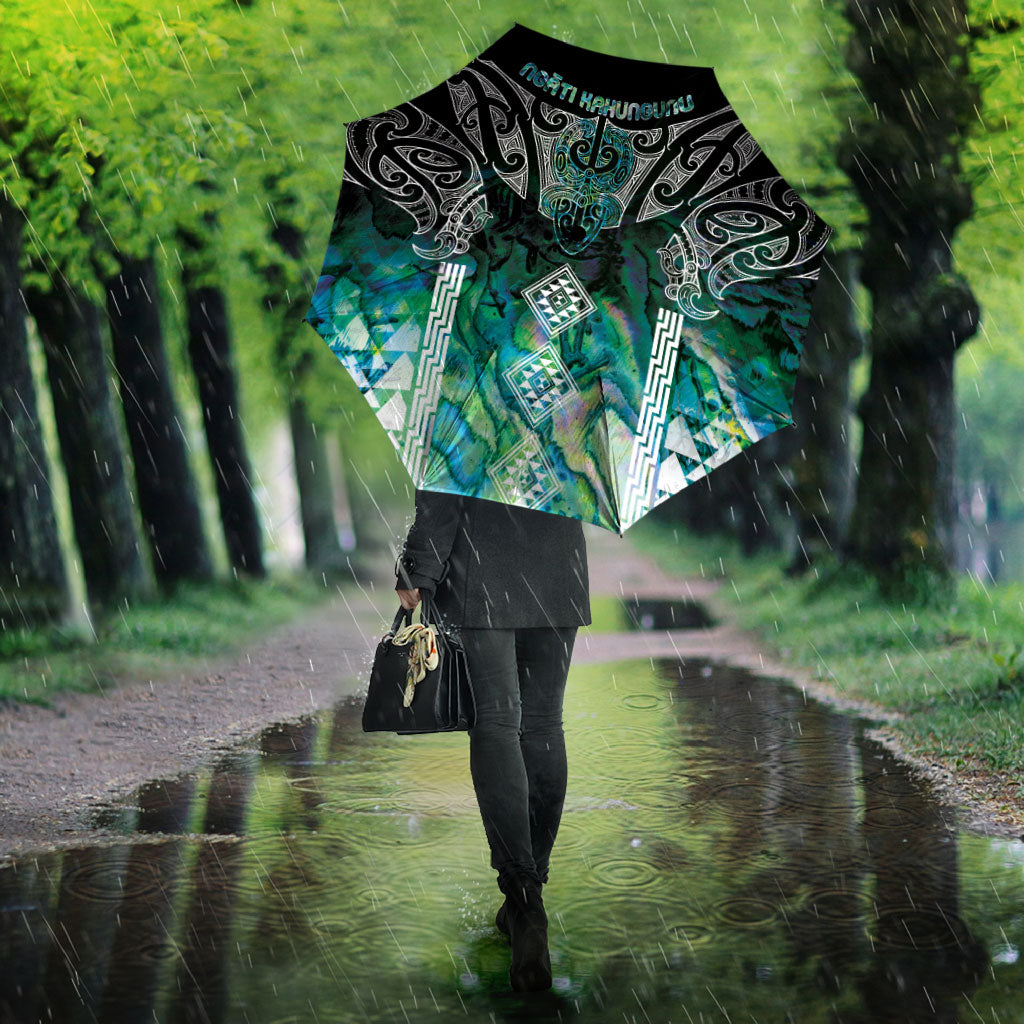 Aotearoa Maori Iwi Heritage Umbrella Ngati Kahungunu Paua Shell Turquoise LT7 - Polynesian Pride