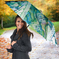 Aotearoa Maori Iwi Heritage Umbrella Ngati Kahungunu Paua Shell Turquoise LT7 - Polynesian Pride