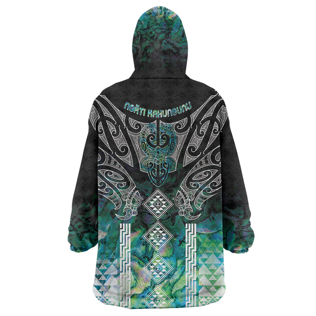 Aotearoa Maori Iwi Heritage Wearable Blanket Hoodie Ngati Kahungunu Paua Shell Turquoise LT7 - Polynesian Pride