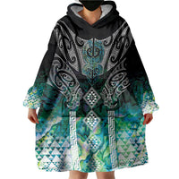 Aotearoa Maori Iwi Heritage Wearable Blanket Hoodie Ngati Kahungunu Paua Shell Turquoise LT7 - Polynesian Pride