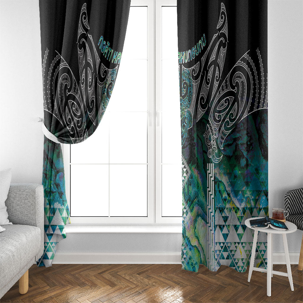 Aotearoa Maori Iwi Heritage Window Curtain Ngati Kahungunu Paua Shell Turquoise LT7 - Polynesian Pride