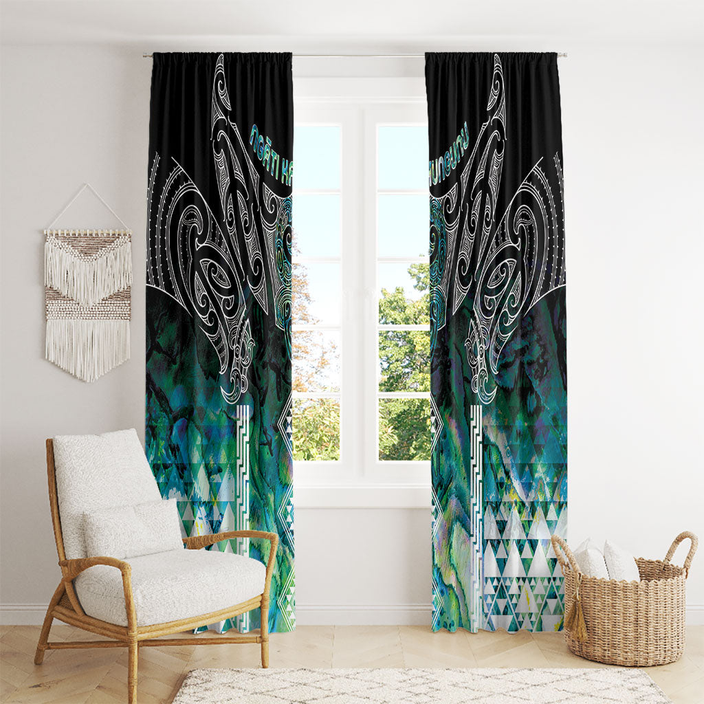 Aotearoa Maori Iwi Heritage Window Curtain Ngati Kahungunu Paua Shell Turquoise LT7 - Polynesian Pride