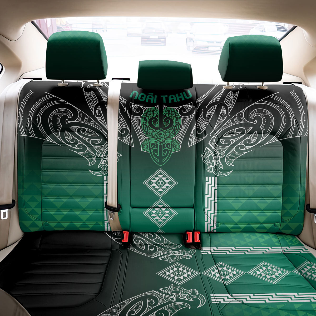 Aotearoa Maori Iwi Heritage Back Car Seat Cover Ngai Tahu Pounamu Green LT7 - Polynesian Pride