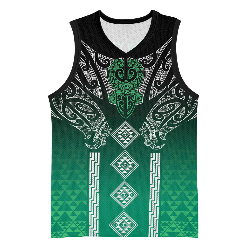 Aotearoa Maori Iwi Heritage Basketball Jersey Ngai Tahu Pounamu Green LT7 Unisex Jade Green - Polynesian Pride