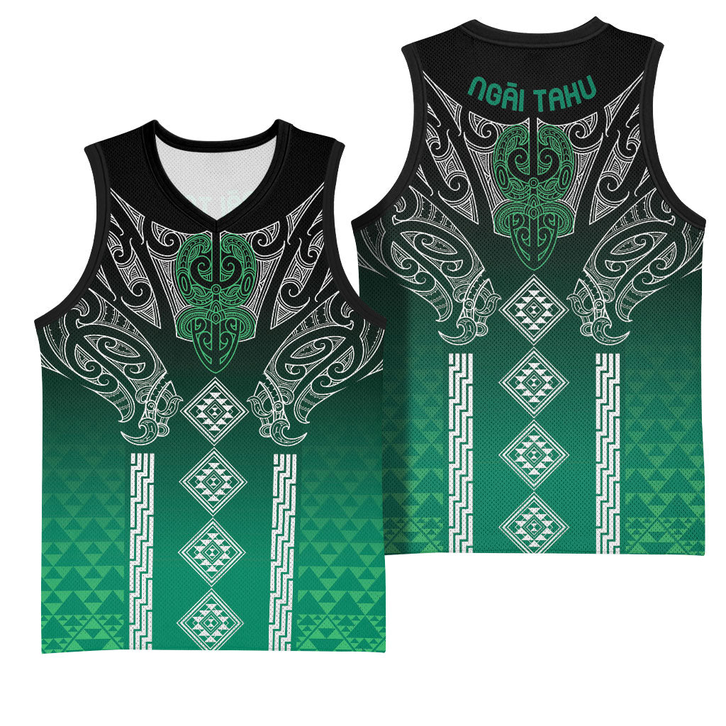Aotearoa Maori Iwi Heritage Basketball Jersey Ngai Tahu Pounamu Green LT7 - Polynesian Pride