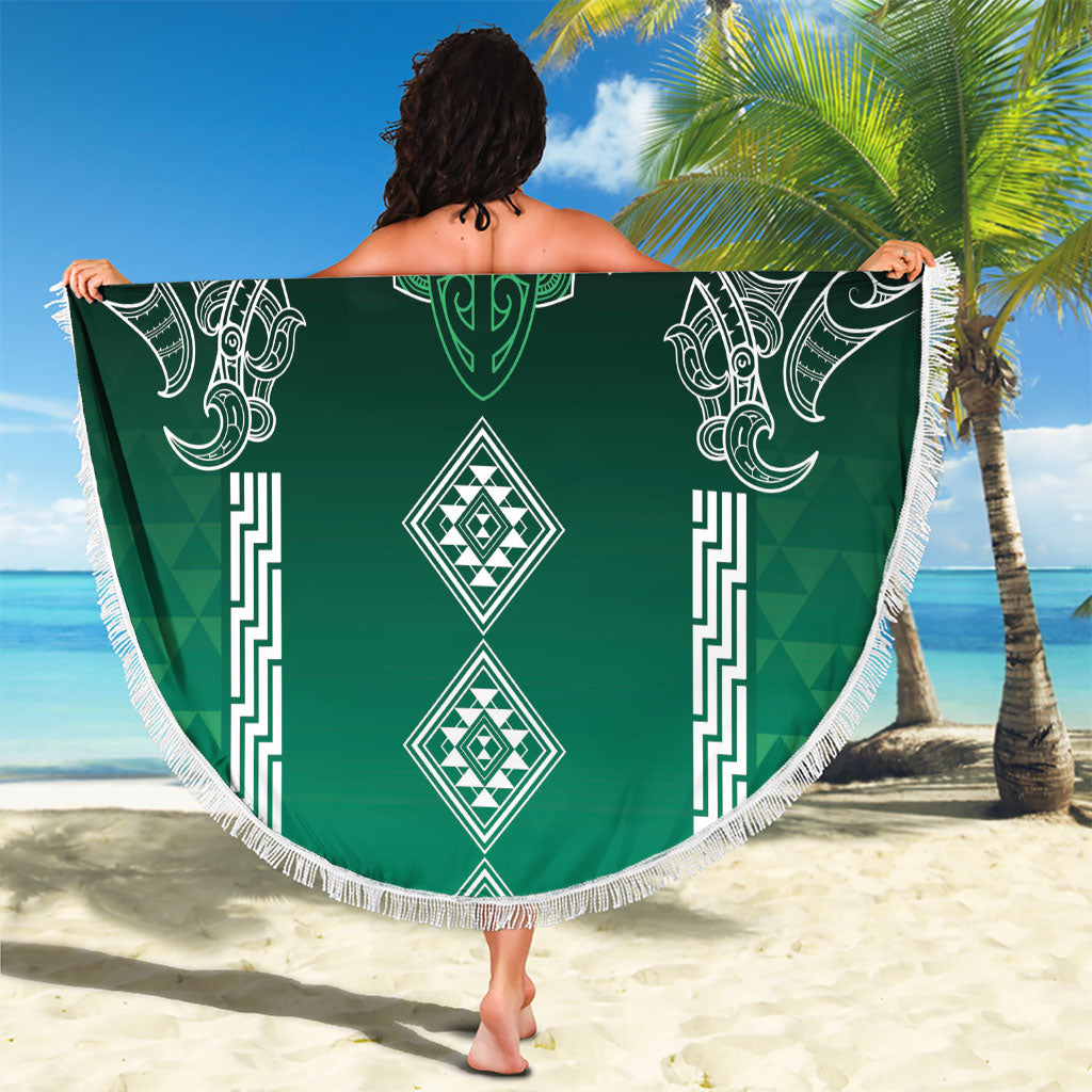 Aotearoa Maori Iwi Heritage Beach Blanket Ngai Tahu Pounamu Green LT7 - Polynesian Pride