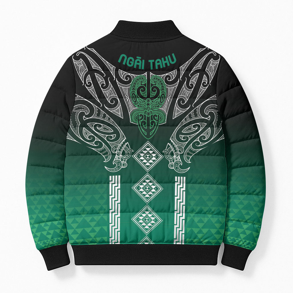 Aotearoa Maori Iwi Heritage Bomber Puffer Jacket Ngai Tahu Pounamu Green LT7 - Polynesian Pride