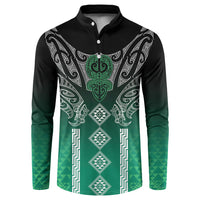 Aotearoa Maori Iwi Heritage Button Sweatshirt Ngai Tahu Pounamu Green LT7 Jade Green - Polynesian Pride