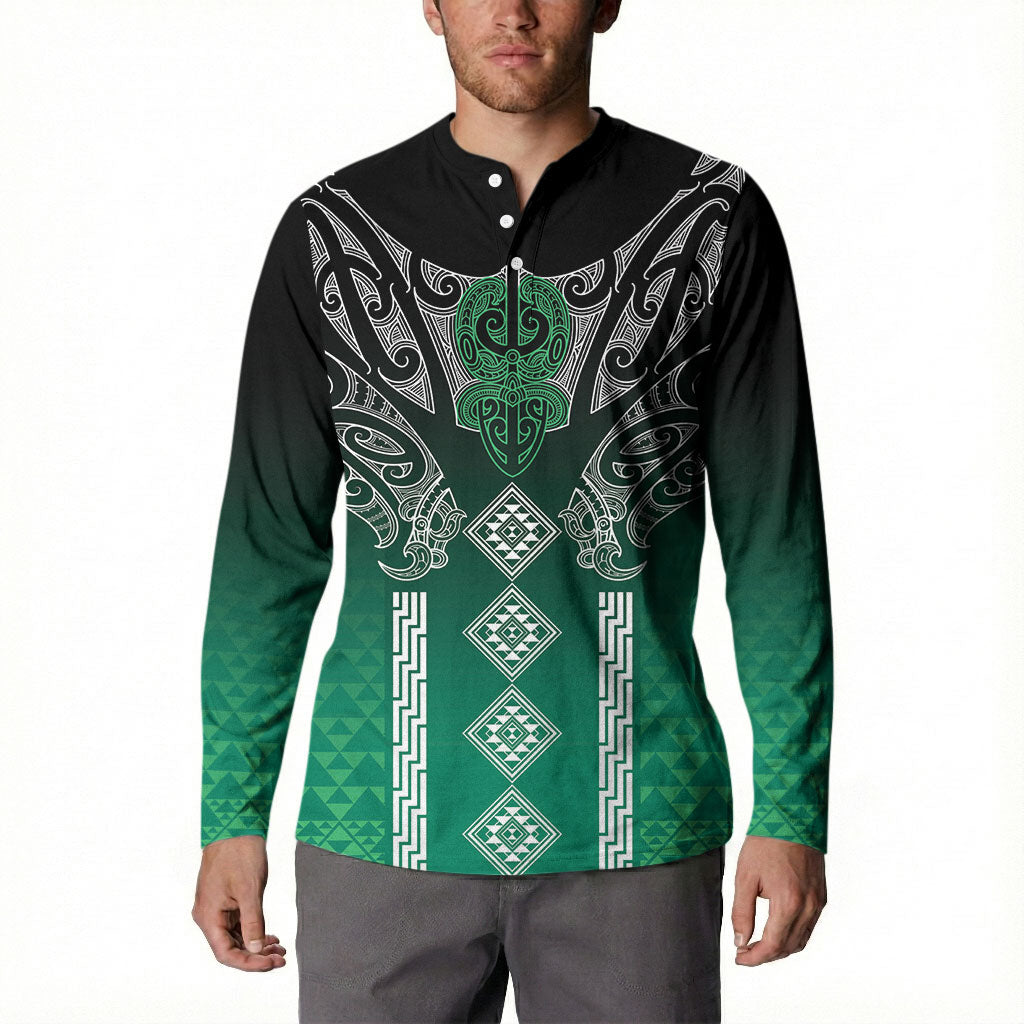 Aotearoa Maori Iwi Heritage Button Sweatshirt Ngai Tahu Pounamu Green LT7 - Polynesian Pride