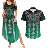 Aotearoa Maori Iwi Heritage Couples Matching Summer Maxi Dress and Hawaiian Shirt Ngai Tahu Pounamu Green LT7 Jade Green - Polynesian Pride