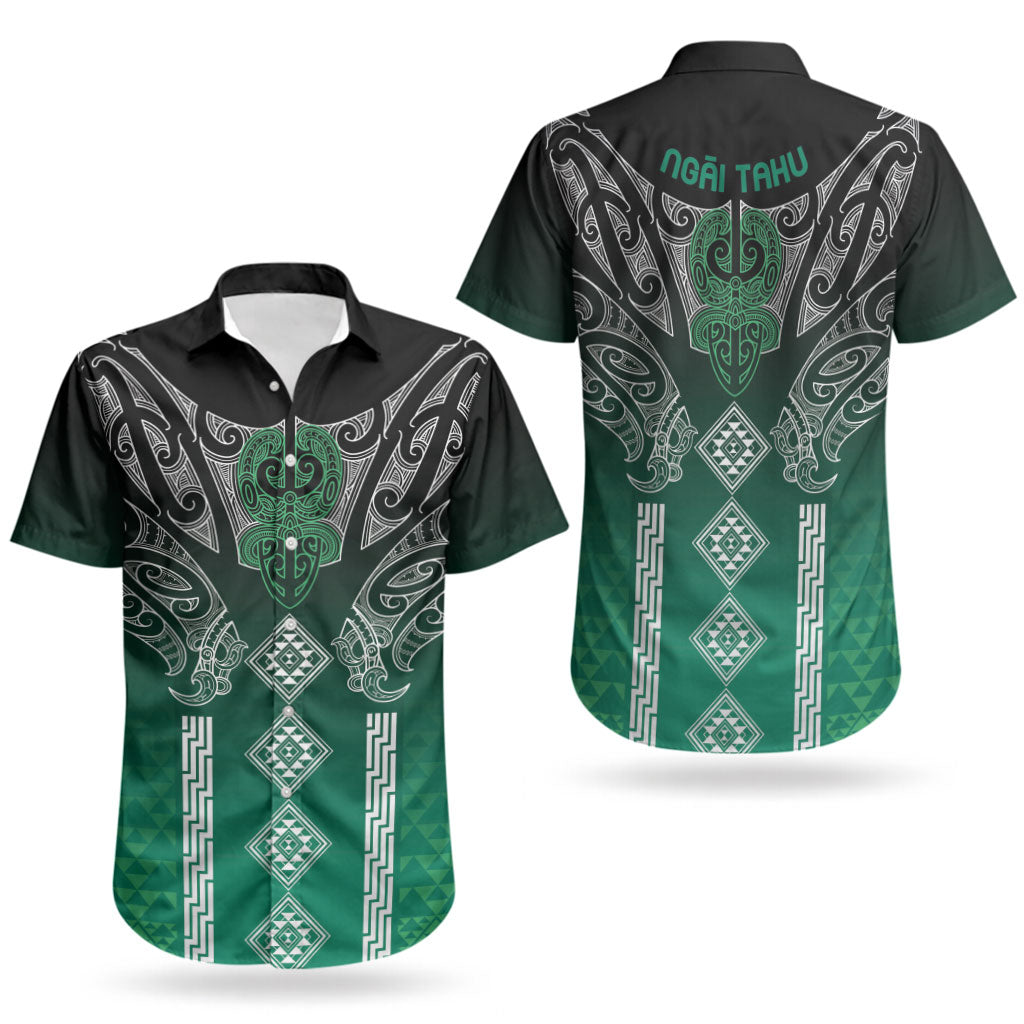 Aotearoa Maori Iwi Heritage Couples Matching Summer Maxi Dress and Hawaiian Shirt Ngai Tahu Pounamu Green LT7 - Polynesian Pride