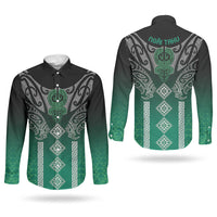 Aotearoa Maori Iwi Heritage Couples Matching Tank Maxi Dress and Long Sleeve Button Shirt Ngai Tahu Pounamu Green LT7 - Polynesian Pride